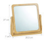 relaxdays cosmétiques, 360° pivotant, carré, sur Pied, Maquillage, HLP 27x26,5x7 cm, Miroir de Table, Bambou