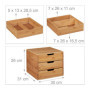 Relaxdays Organiseur de Bureau, 3 tiroirs, pour Les ustensiles de Bureau, Bambou, Compartiments, HLP 26x30x31 cm, Nature