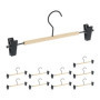 relaxdays Cintres Pinces en Lot de 10, Clips réglables, Jupes et Pantalons, HLP : 11,5 x 30,5 x 3 cm, Noir/Nature