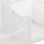 Relaxdays Organiseur Bureau, 3 Compartiments, Aspect Maille, HLP : 10 x 18,5 x 9,5 cm, Bloc mémo et Porte-stylos, Blanc