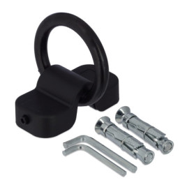 Relaxdays Ancrage Mural ou au Sol, pour vélo ou Moto, Anneau de 14 mm, Acier, Plastique, sécurité, Noir