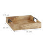 Relaxdays Plateau de Service, Bois de manguier, HxLxP : 7,5 x 35 x 35 cm, avec poignées, Support décoratif, Nature