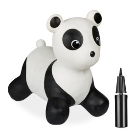 Relaxdays Animal Sauteur en Forme de Panda, Charge maximale : env. 50 kg, sans BPA, à partir de 3 Ans, Noir et Blanc