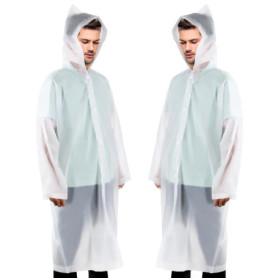 welsberg 2x Poncho Pluie Imperméable avec capuche et manches, Cape de Pluie réutilisable pour adultes Unisexe, taille unique, tr