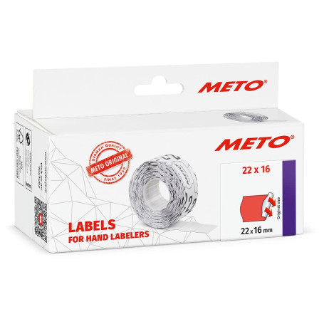 Meto Étiquettes pour étiqueteuse manuelle, réf. 9506161 (22 x 16 mm, 2 lignes, 6000 étiquettes, adhésives permanentes, pour appa