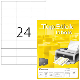 TopStick - Pochette de 2400 étiquettes d'adressage autocollantes (70 x 37 mm) Personnalisables et imprimables, Impression laser 