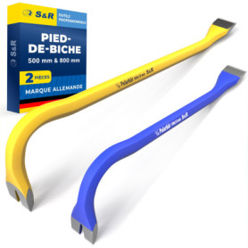 S&R 2 Pieds-de-Biche Professionnels 50 cm et 80 cm – Arrache-Clous Pied de Vache Pince à décoffrer Bois Clous Palettes et Matéri