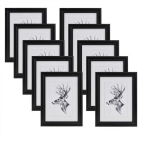 WOLTU Lot de 10 Cadre Photo 15x20cm Cadre en Bois Massif avec Passe Partout, Suspendre Horizontalement ou Verticalement, Décorat
