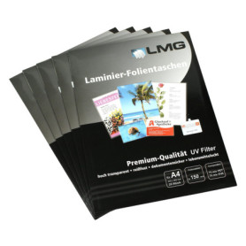 LMG lmga4–150uv avec 25 pochettes de plastification A4, 216 x 303 mm, 2 x 150 mic de filtre UV, lot de 25