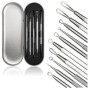 com-four® Kit Extracteur de Points Noirs – Ensemble de 5 Outils en Acier Inoxydable pour Le Nettoyage du Visage, Blackhead Remov