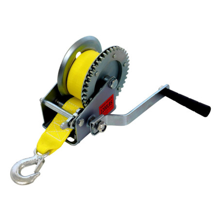 p4U – Treuil de bateau avec sangle – environ 600 kg – Sangle de 6 m – Treuil manuel – Pour atelier, garage, remorque, bateau