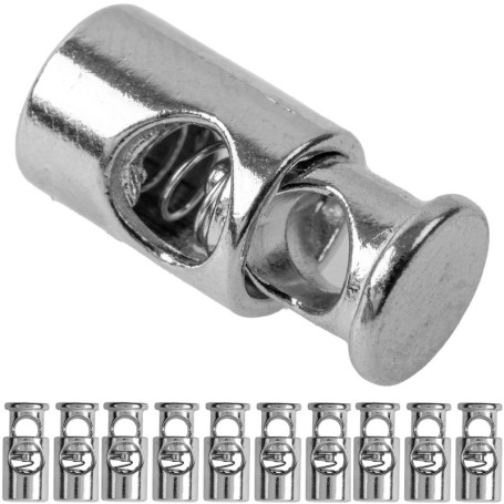 Bouchons de cordon, 1 trou, 10 pièces, en métal, en argent, pour des cordons jusqu'à Ø 5 mm, pince à ruban pour veste, vêtements