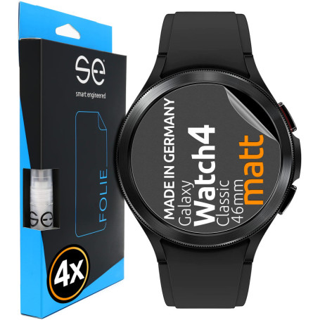 4x se® Film de Protection 3D Antireflet pour Samsung Galaxy Watch 4 Classic (46mm), Auto-réparateur, Compatible Empreinte & Face