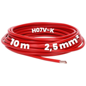 Kalitec Câble H07V-K 2,5 mm² Rouge - 10 m - Flexible En PVC - Toron - Câblage à Fils Fins - Monofilaire