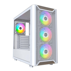 MONTECH XR Bois, façade en Noyer Noir véritable, boîtier de Jeu PC ATX, Panneau latéral en Verre, 4 Ventilateurs GF120 ARGB PWM 