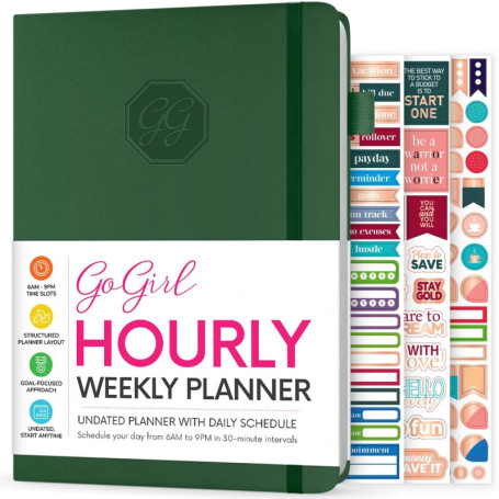 GoGirl Planificateur hebdomadaire – Planificateur horaire pour le travail et la vie avec fentes horaires – Agenda vertical pour 