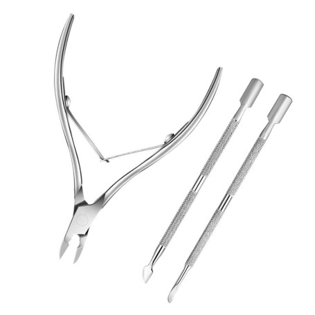 LuLiyLdJ avec poussoir à cuticules en acier inoxydable, kit de soins de la peau, pince à épiler, ciseaux et limes