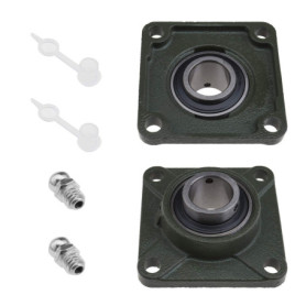 Lot de 2 roulements UCF206 de 30 mm à 4 boulons à bride carrée avec buse d'huile, auto-alignant pour systèmes de transport, mach