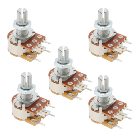 OTOTEC Lot de 5 Potentiomètres de Vitesse Réglables WH148 B10K Interrupteur à 5 Broches Longueur de l'arbre 15 Mm écrou Rondelle
