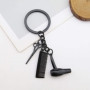 EMSea 2pcs Coiffeur Sèche-Cheveux Ciseaux Peigne Pendentif à Breloque Porte-clés 3 en 1 Conception pour Coiffeur Salon Propriéta