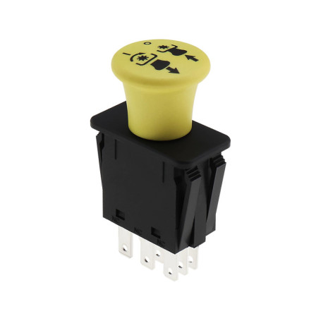 VGOL 1 interrupteur de prise de force, mécanique, bouton poussoir, manuel, jaune, compatible avec John Deere L120 L130 D140 D150