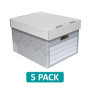 SUMMIT Lot de 5 grandes boîtes de rangement d'archives avec couvercles - En carton recyclé durable pour bureau, maison et déména