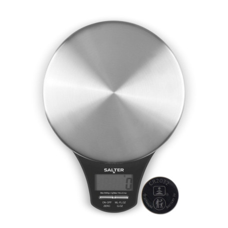 Salter Balance de Cuisine Numérique en Acier Inoxydable, Pèse Aliments et Liquides, Capacité 5kg, Fonction Ajouter et Peser, Aff