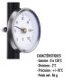 Thermomètre 0-120° avec ressort, avec clip pour montage sur tuyau, surface bimétallique en acier inoxydable - 63MM