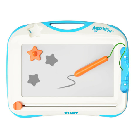 TOMY Megasketcher - Mini Ardoise Magique Megasketcher T72741, Tablette Dessin Idéal Pour les Voyages, Tableau Magnétique Effaçab