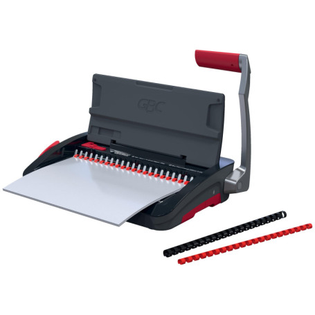 GBC CombBind CB12 4410060 Relieuse manuelle pour 165 feuilles A5/A4, design compact et léger, perfore 12 feuilles, noir/argenté
