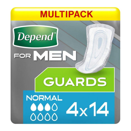 Depend Serviettes pour hommes, capacité d'absorption maximale, protection contre l'incontinence, 56 serviettes (l'emballage peut