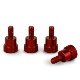 PrecisionGeek Moleté Pouce vis/Vis d'épaule Aluminium M6 x 10mm L-22mm Anodisé Rouge Lot de 4