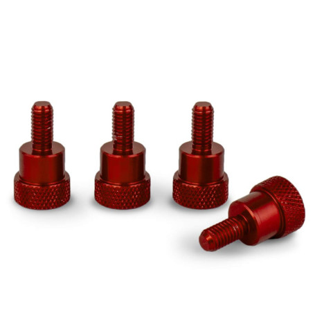 PrecisionGeek Moleté Pouce vis/Vis d'épaule Aluminium M6 x 10mm L-22mm Anodisé Rouge Lot de 4