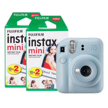 Fujifilm Instax Mini 12 Appareil Photo instantané avec Pack de 40 pellicules – Bleu Pastel