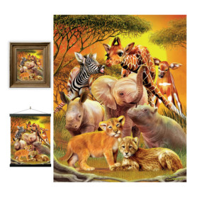 3D LiveLife Affiche murales lenticulaires Cousins Proches de Deluxebase. Poster Safari 3D sans cadre. Décoration murale parfaite