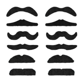 TRIXES Lot de 12 Fausses Moustaches Auto-adhésives Assorties pour déguisement – x6 The Smarty, The Rogue, The Scoundrel, The Cas