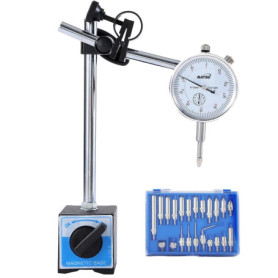 KATSU Indicateur de Test Cadran Jauge avec Base Magnétique, 0-10mm 0,01mm Précision Métrique Testeur de Bras Réglable Outil de M