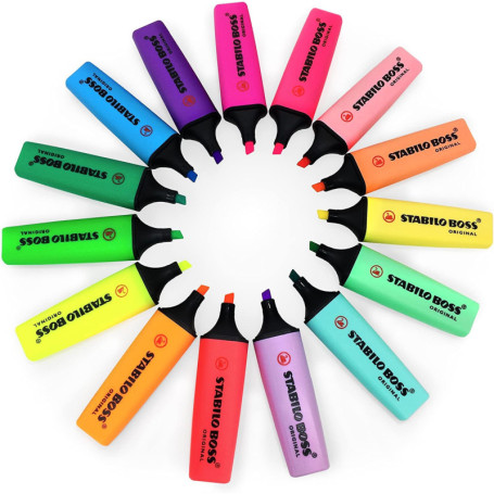 Stabilo Boss – Lot de 15 surligneurs aux couleurs fluo et pastel assorties