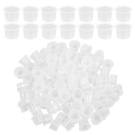 Dokeno Lot de 100 Gobelets Jetables pour Encre de Tatouage, Petites Tasse de Pigment, Coupes Encres en Silicone, Tattoo Ink Caps
