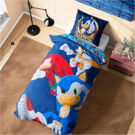 SONIC THE HEDGEHOG Housse de Couette et Taie d'oreiller Garçon, 1 Set de Linge de Lit pour Enfant et Ado