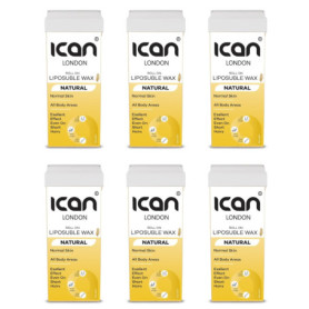 ICAN London Lot de 6 cartouches de cire à rouler - Cire naturelle - 100 ml