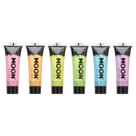 Moon Glow Néon UV intense Peinture pour le visage et le corps – 12 ml (lot de 6)