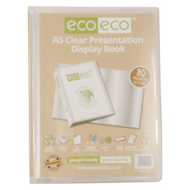 eco-eco Eco149 Porte-vues transparent avec 80 pochettes en plastique Format A5 50% recyclé