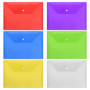 Belle Vous Lot de 24 Pochette Plastique A4 Colorée - Avec Bouton Fermoir et Porte Carte - Pochette Rangement Maison, Bureau et E
