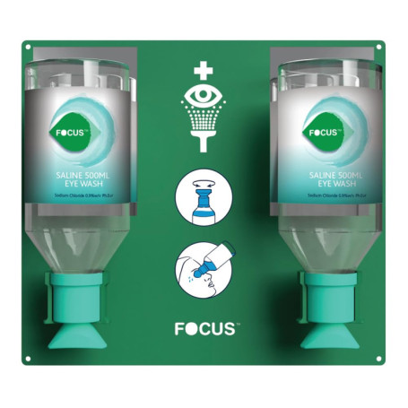 Focus Station De Lavage Oculaire D'Urgence Double Avec Support - Complet