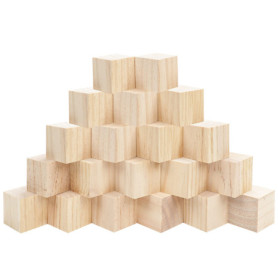 Belle Vous Cube en Bois (Lot de 20) - Petits Cubes en Bois Brut 5 x 5 x 5 cm - Cubes Bois de Pin Naturel - Cube Bois Bricolage, 