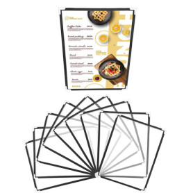 Belle Vous Protege Menu A5 (10 Pcs) - Porte Menu Restaurant 1 Page Double Face Style Américain - Pochette Menu Noires avec Coins