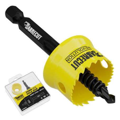 SabreCut HSM025 Kit de scie cloche haute performance pour tôle d'acier à paroi mince 25 mm avec corps en acier et mandrin en cob