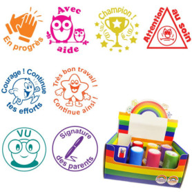 Education Enchantee Coffret Tampons Choix de l'Enseignants - 8 Tampons Auto-Plastique Encreurs 22mm Re-éncrable^