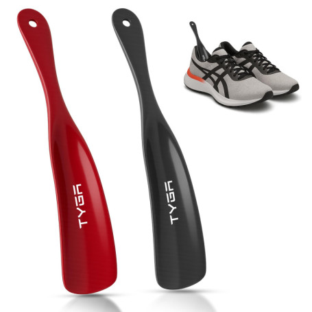 TYGA Chausse-pieds, résistants aux pressions, plastique flexible et résistant (19 cm) (2pk) (noir, rouge)